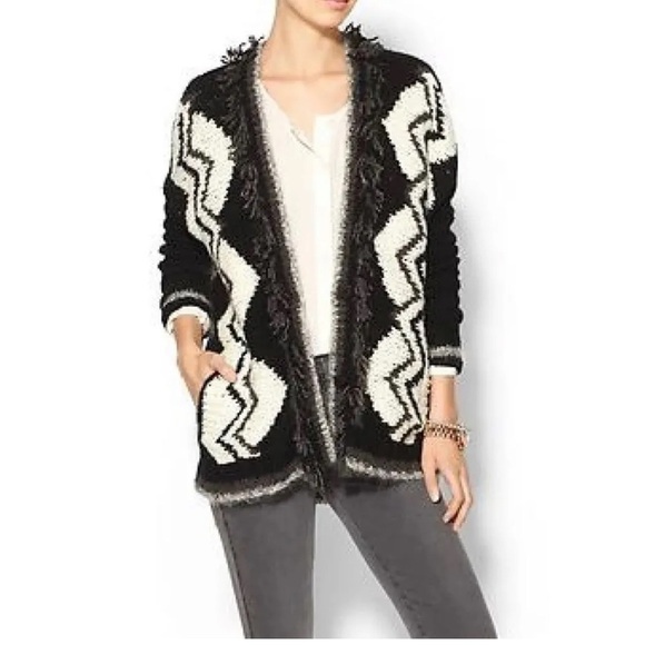 Velvet Graham And Spencer Chevron Fringe Cardigan - Picture 1 of 9